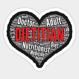 Dietitian Heart Shape Word Cloud Design Nutritionist graphic Sticker